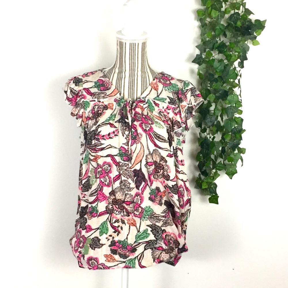Old Navy floral multicolored blouse sz M